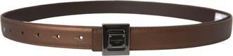 Dolce & Gabbana Womens Bronze Leather Square Metal Buckle Belt