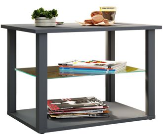 VCM Mesa Lateral De Madera Vcm Con Vidrio De Seguridad Esg Mesa De Centro Simple Dimensiones Aprox. Al. 45 X An. 65 X P. 45 Cm Mesa De Sal&oacute;n Mesa De Centr