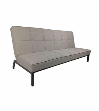 Home Heavenly Sof&aacute; cama de 3 plazas tapizado en tela gris y patas de metal negras