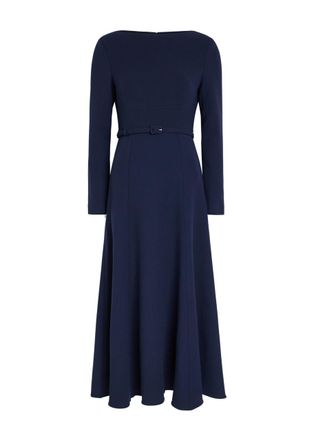 Roland Mouret Belted Wool Midi Dress - Navy - 10 (UK10 / S)