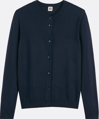 La Redoute Collections Vest met knoopsluiting, ronde hals, fijn tricot