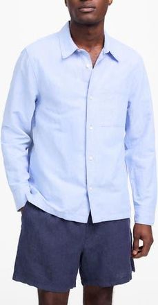 Madewell Stripe Linen & Cotton Button-Up Shirt in Newbridge Stripe at Nordstrom Rack, Size Xx-Large