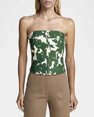 Smythe Bustier Top In Green Floral