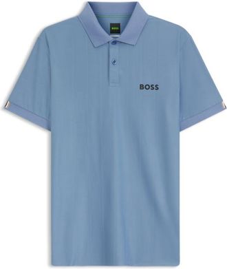 BOSS Active Stripe-jersey slim-fit polo shirt with four-way stretch