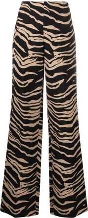 Stella McCartney high-waisted contrasting colour trousers - women - Polyamide/Elastane/Wool/Cotton - 36 - Brown