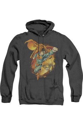 Gildan Superman Last Sons Adult Heather Hoodie / Hooded Sweatshirt