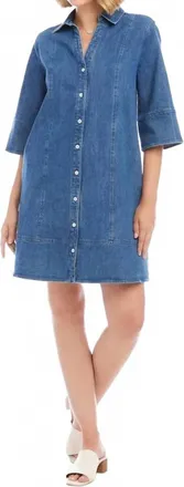 Karen Kane Flare Sleeve Shirtdress In Chambray