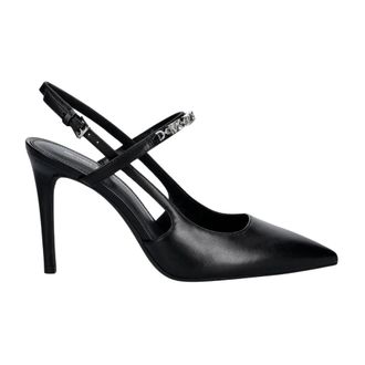 Michael Kors Schoenen, Dames, Zwart, 40 EU, Leer, Dina Flex Leren Slingback Pomp