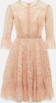 Elie Saab Pink Lace Ruffled Short Dress