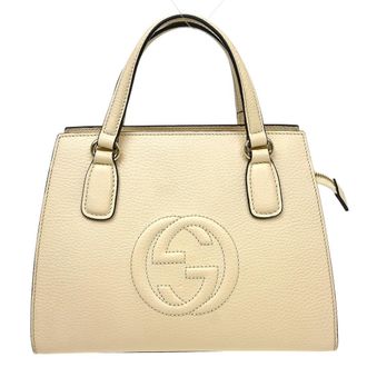 Gucci Soho Convertible Top Handle Satchel Leather Beige Leather Handbag (Pre-Owned)