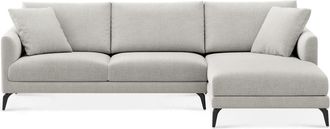 Castlery Lena Chaise Sectional Sofa Right Facing Customized, Performance Classic Twill Medium Grey, Matte Black Legs, Spill Resistant for Castlery Sofas