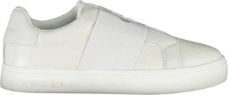 Calvin Klein Schoenen, Dames, Wit, 38 EU, Witte Leren Dames Sneaker