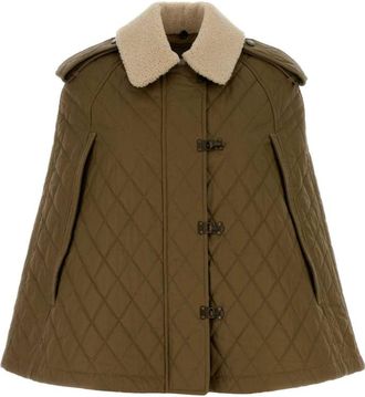 Burberry Olive Quilted Shirt Collar Jacket