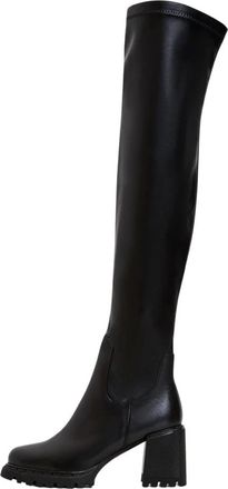 Cesare Gaspari Kniehoge Laarzen met Blokhak - Dames - Over de knie laarzen - Zwart - 39 EU - Schoenen