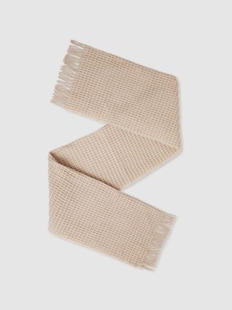 Reiss Neutral Wool Waffle Scarf