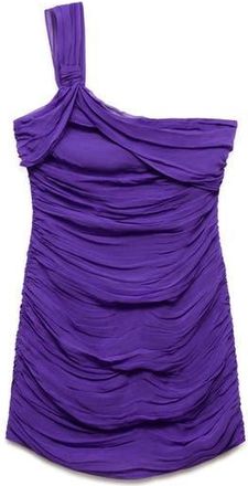 Mango Ruched One-Shoulder Minidress in Purple at Nordstrom Rack, Size 8
