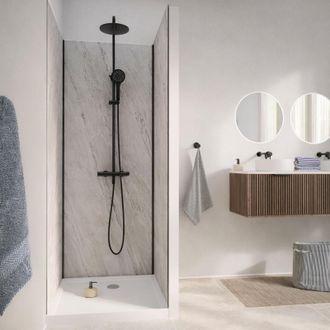 Aurlane Pack De 3 Paneles Murales Piedra Artic Storm 90x210 Cm Y Perfiles Negros