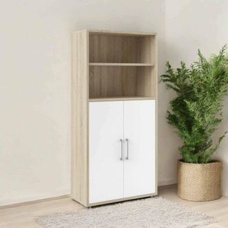 Dmora Dmora - Aparador Saotome, Buf&eacute; De Sal&oacute;n, Aparador De Sal&oacute;n, Despensa De Cocina, 89x40 H186 Cm, Roble Y Blanco