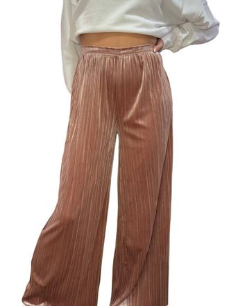 Wishlist Velvet Pleated Wide Leg Pants In Champagne