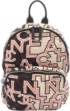 Chanel Black Ivory Pink Canvas Backpack (Pre-Owned)