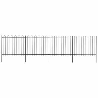 Berkfield Home Garden Fence with Hoop Top Steel 6.8x1.5 m Black