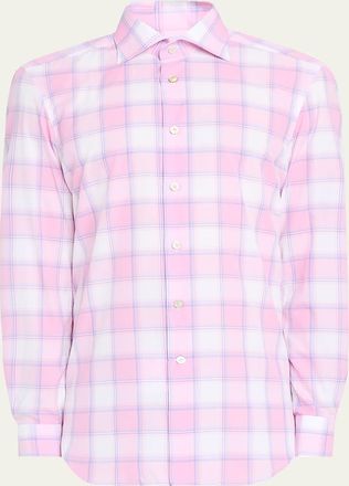 Kiton Mens Large Check Sport Shirt