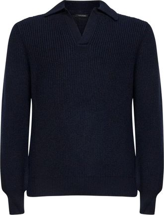 Tagliatore Geribbelde pullover met lange mouwen - Blauw