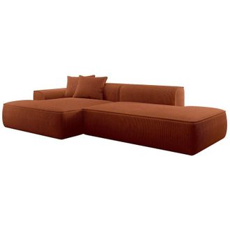 Vente-Unique Divano angolo a sinistra in Velluto a coste Terracotta - ERYNEL