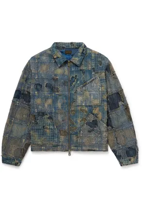 KAPITAL Boro Distressed Patchwork Denim Jacket