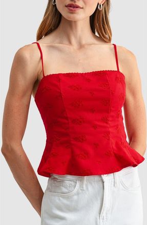 All in Favor Embroidered Peplum Tank at Nordstrom, Size X-Large