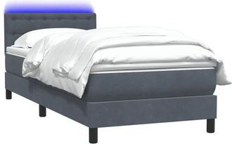 vidaXL Cama Box Spring Con Colch&oacute;n Y Led Terciopelo Gris Oscuro 80x220 Cm Vidaxl
