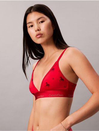 Calvin Klein Womens Lunar New Year Lightly Lined Triangle Bralette - Red - XL