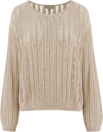 Antonelli Jersey - Dames - Ronde hals truien - Beige - M - Truien & Vesten