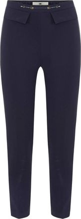 Elisabetta Franchi Broek van dubbellaagse stretchcr&ecirc;pe - Dames - Broeken - Blauw - Maat: XL Leer