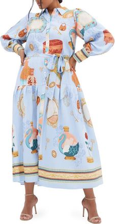 City Chic Stellar Beauty Long Sleeve Maxi Dress in Refined Beauty at Nordstrom, Size Xxl