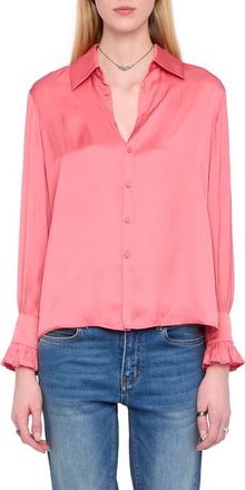 Zadig&Voltaire Thely Satin Shirt in Tea Rose at Nordstrom, Size X-Small Regular