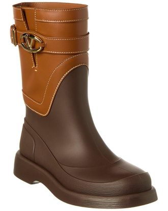 Valentino VLogo Rubber & Leather Rain Boot