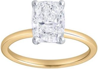 LuvMyJewelry Nisrine 14K Yellow Gold Cushion Cut Lab Grown Diamond Solitaire Engagement Ring - 2.25 Ct at Nordstrom, Size 7