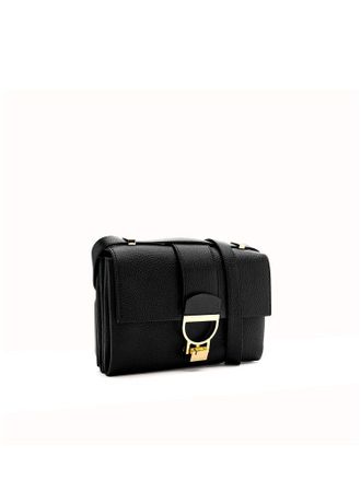 Coccinelle Womens Handbag Grained Leather Black Cowhide Bags - Handbags