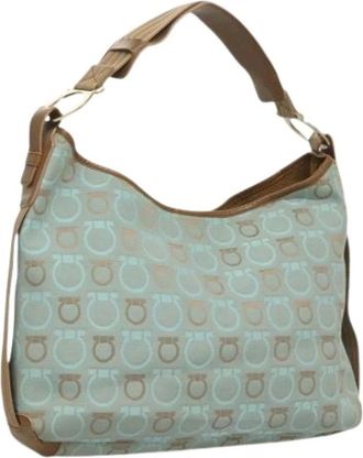 Ferragamo Pre-owned Shoulder Bags, female, Blue, Size: ONE SIZE Pre-owned Canvas handbags