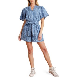 Flying Tomato Embroidered Romper in Light Indigo at Nordstrom Rack, Size Medium