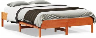 vidaXL Bed Frame without Mattress Wax Brown 135x190 cm Double Solid Wood Pine Vidaxl