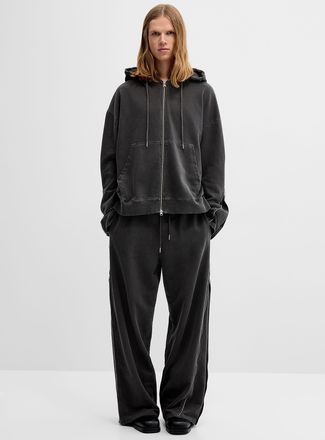 Djab Mens Distressed zipped wide-leg sweatpant Wide fit Imported from Seoul