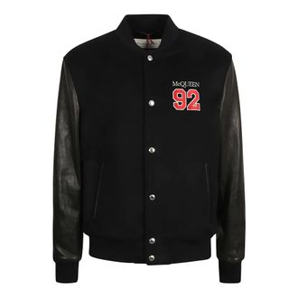 Alexander McQueen Logo Embroidery Bomber - Heren - Bomber jackets - Zwart - M - Wol - Jassen