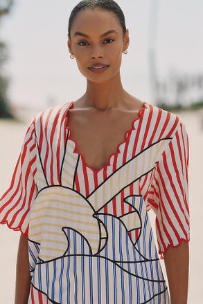 Farm Rio Navy Stripes Mini Dress