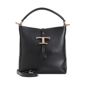 Tod's T Timeless Mini Bucket Bag - Dames - Tassen - Zwart - Maat: ONE Size Leer