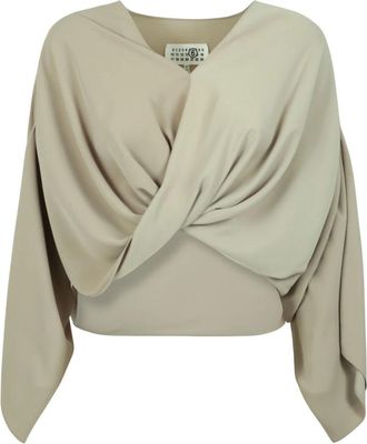 Maison Margiela Gedrapeerde Top - Dames - Blouses - Beige - 4XS - Overhemden