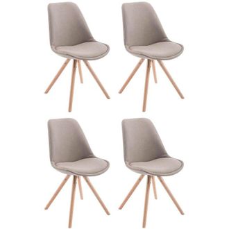 Clp Set di 4 sedie per visitatori Toulouse Fabric Round Tortora natura