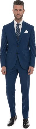 Paoloni Pak met 2 knopen - Heren - Business pakken - Blauw - 2XL - Wol - Kostuums