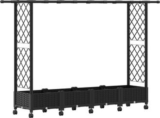 vidaXL Cama Elevada Con Trellis Y Techo Negro 203 X 40 X 127 Cm Pp Vidaxl